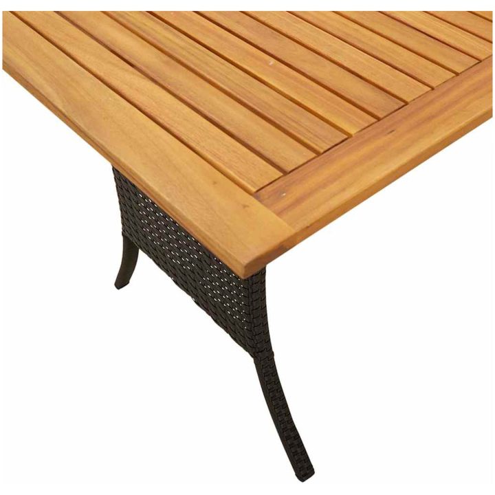 Trädgårdssoffa 3-sits med dynor och bord svart konstrotting vidaXL – bild 11