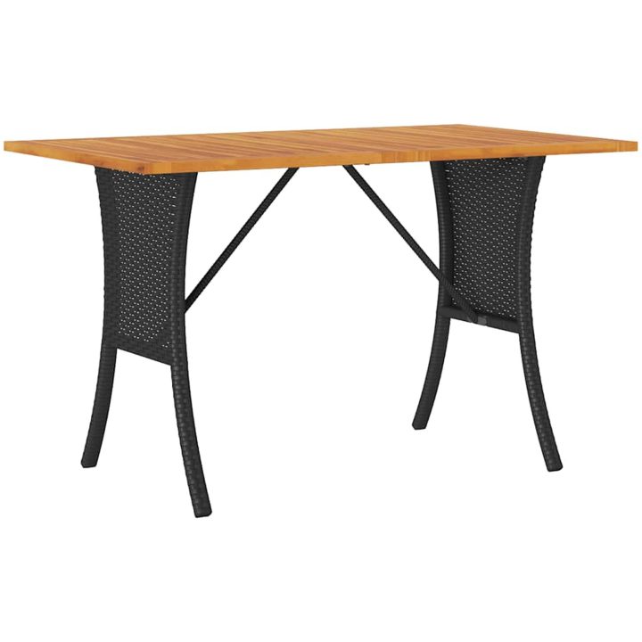 Trädgårdssoffa 3-sits med dynor och bord svart konstrotting vidaXL – bild 7