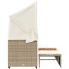 Trädgårdssoffa 3-sits med tak och pallar beige konstrotting vidaXL – miniatyr 5