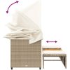 Trädgårdssoffa 3-sits med tak och pallar beige konstrotting vidaXL – miniatyr 8
