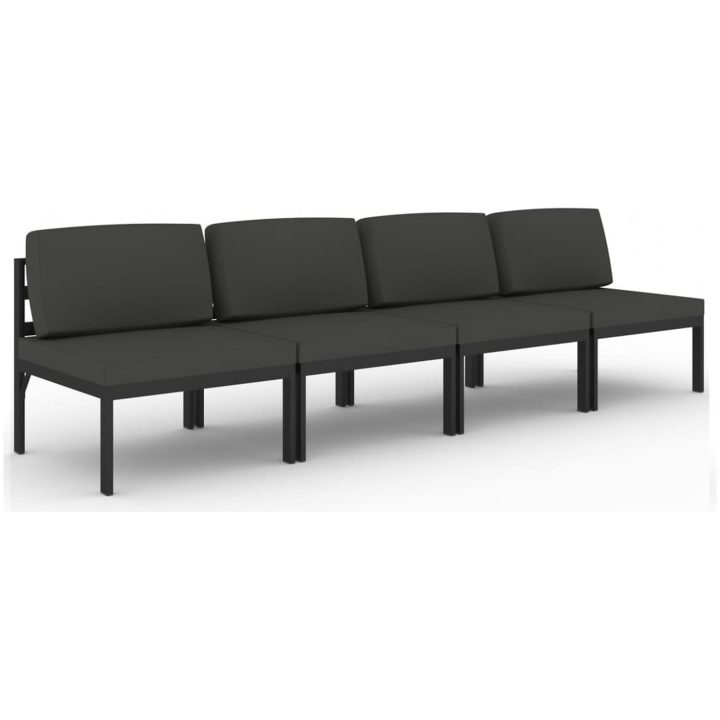 Trädgårdssoffa 4-sits med dynor aluminium antracit vidaXL – bild 2