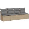 Trädgårdssoffa 4-sits med dynor konstrotting beige vidaXL – miniatyr 2