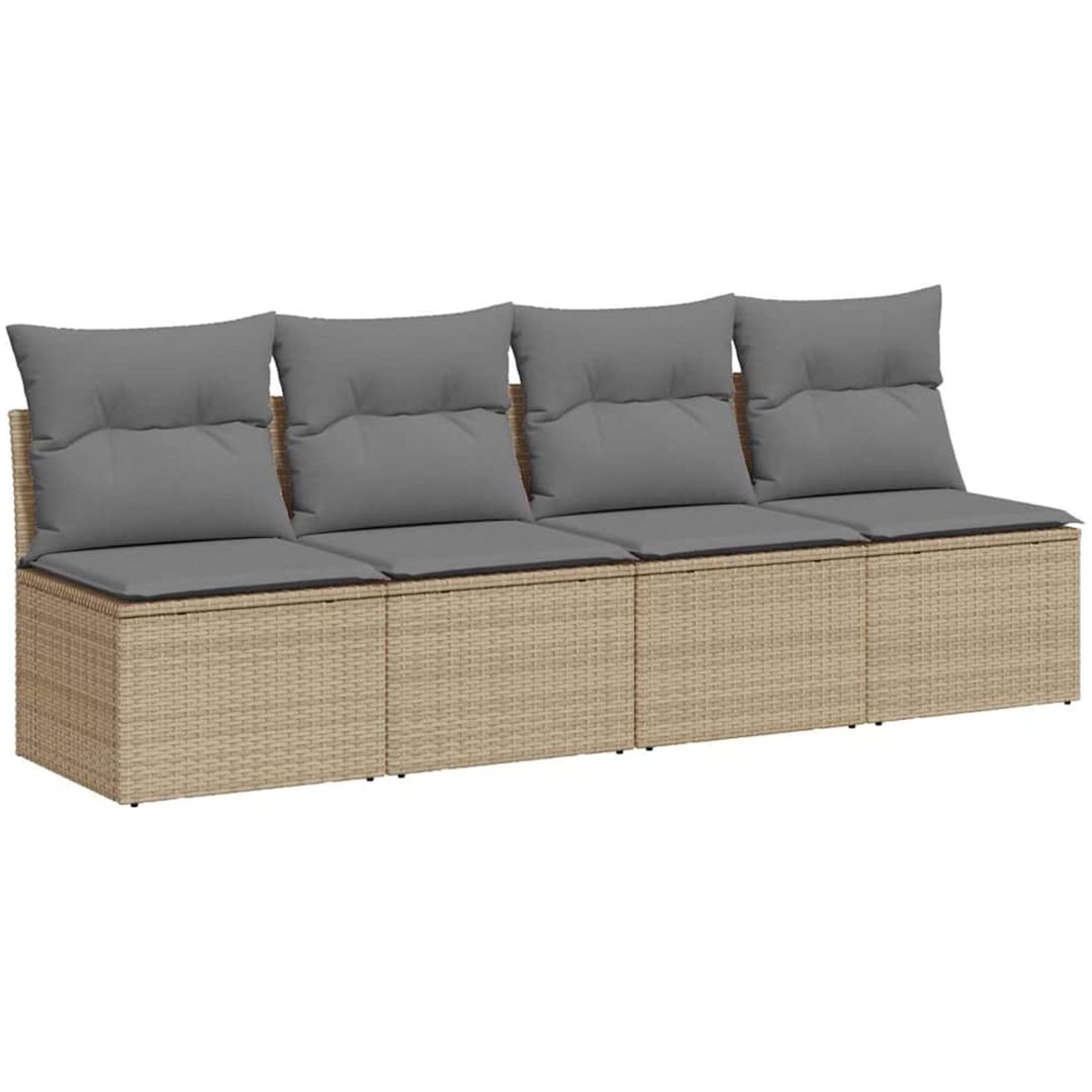 Trädgårdssoffa 4-sits med dynor konstrotting beige vidaXL – bild 2