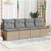 Trädgårdssoffa 4-sits med dynor konstrotting beige vidaXL – miniatyr 3