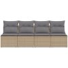 Trädgårdssoffa 4-sits med dynor konstrotting beige vidaXL – miniatyr 4