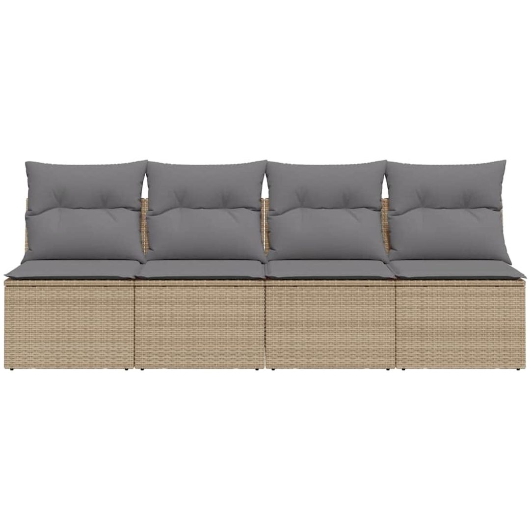 Trädgårdssoffa 4-sits med dynor konstrotting beige vidaXL – bild 4