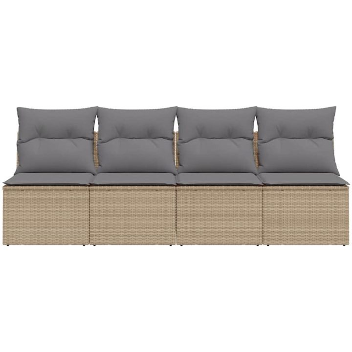 Trädgårdssoffa 4-sits med dynor konstrotting beige vidaXL – bild 4
