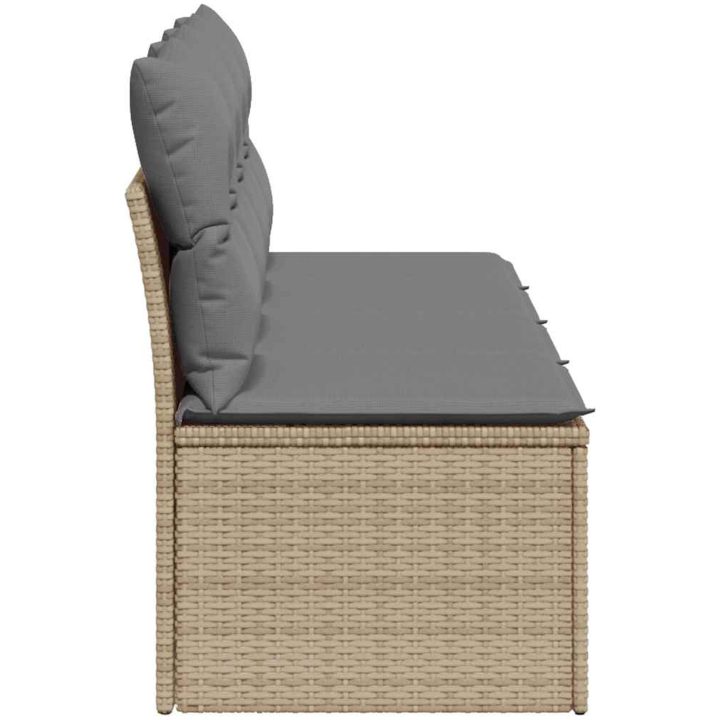 Trädgårdssoffa 4-sits med dynor konstrotting beige vidaXL – bild 5