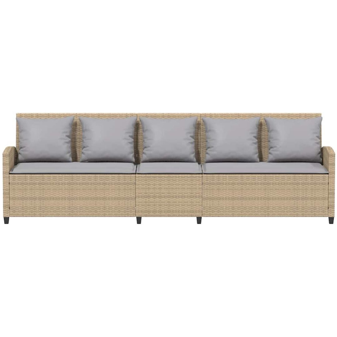 Trädgårdssoffa 5-sits med dynor beige konstrotting vidaXL – bild 4