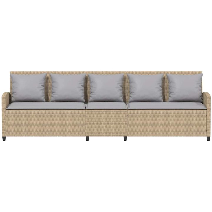 Trädgårdssoffa 5-sits med dynor beige konstrotting vidaXL – bild 4