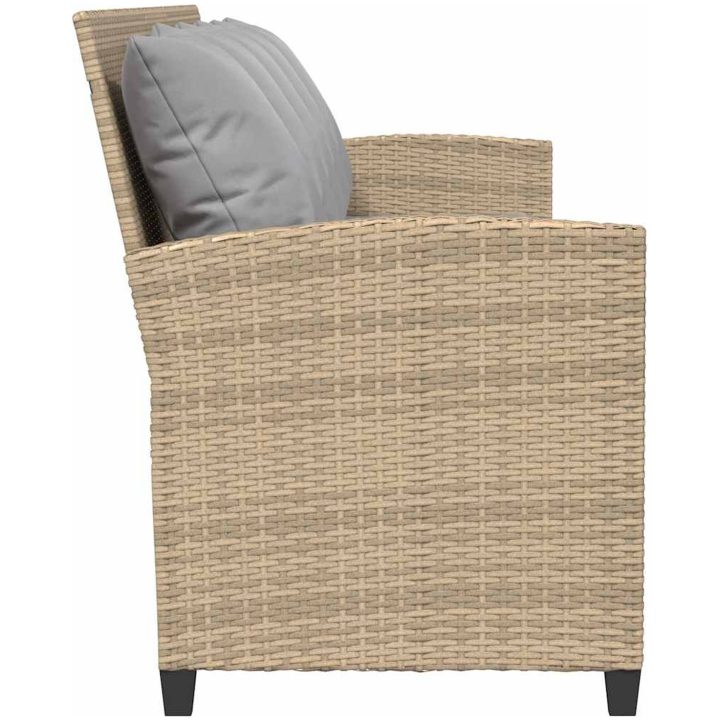 Trädgårdssoffa 5-sits med dynor beige konstrotting vidaXL – bild 5