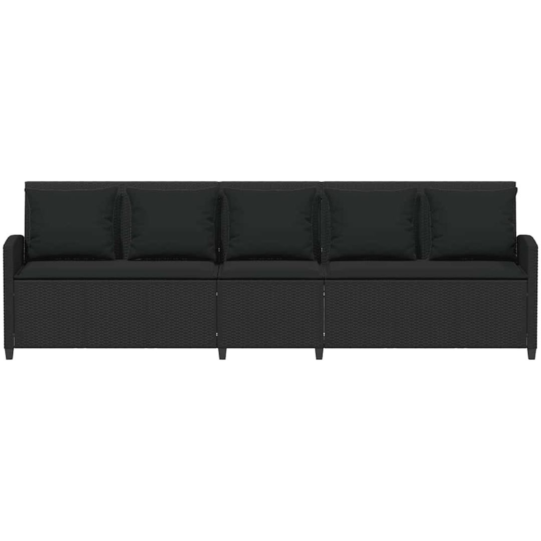 Trädgårdssoffa 5-sits med dynor svart konstrotting vidaXL – bild 4