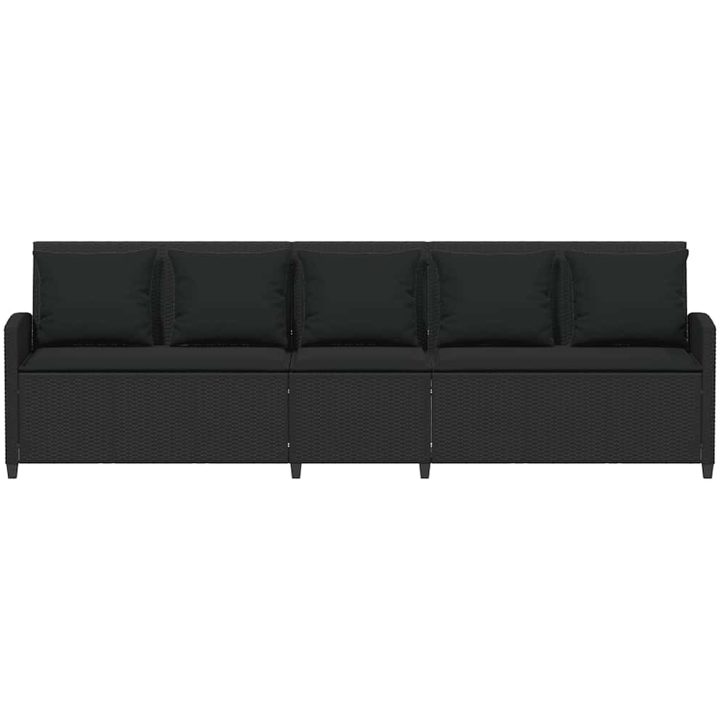 Trädgårdssoffa 5-sits med dynor svart konstrotting vidaXL – bild 4