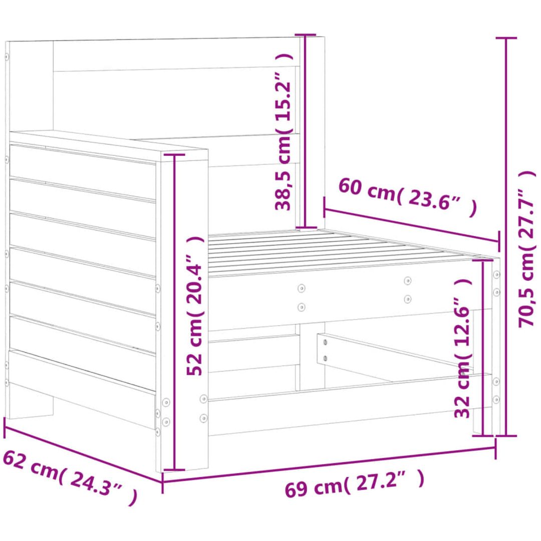 Trädgårdssoffa 69x62x70,5 cm impregnerad furu vidaXL – bild 9