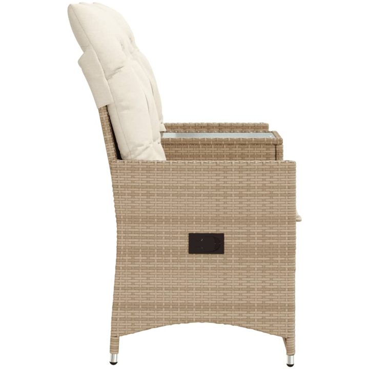 Trädgårdssoffa fällbar 2-sits med bord beige konstrotting vidaXL – bild 5