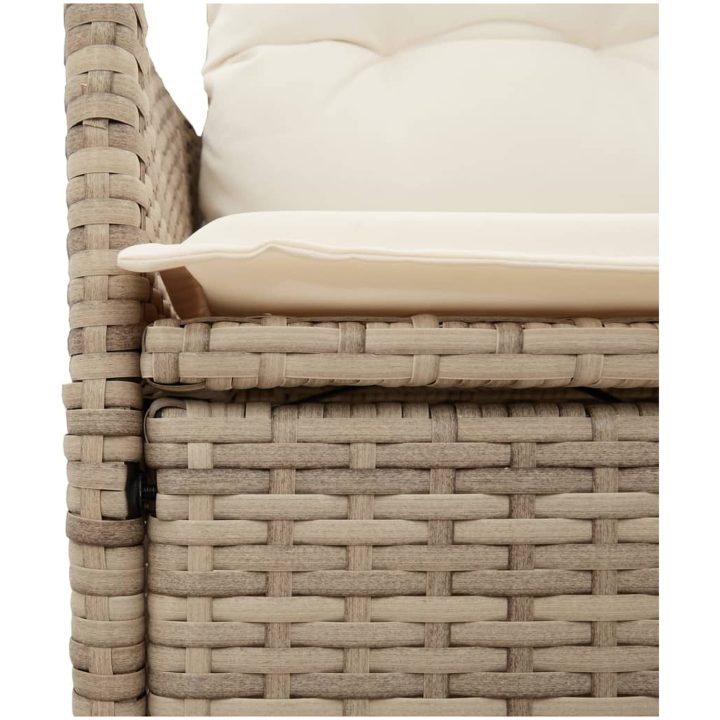 Trädgårdssoffa fällbar 2-sits med bord beige konstrotting vidaXL – bild 9