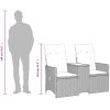 Trädgårdssoffa fällbar 2-sits med bord beige konstrotting vidaXL – miniatyr 10