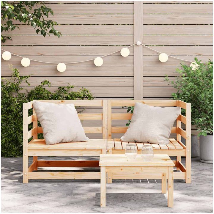 Trädgårdssoffa hörn 2 st 70x70x67 cm massiv furu vidaXL – bild 3