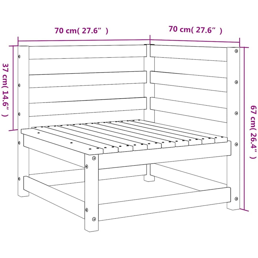 Trädgårdssoffa hörn 2 st 70x70x67 cm massivt douglas vidaXL – bild 9