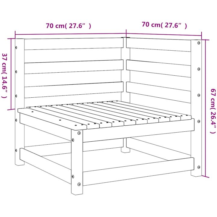 Trädgårdssoffa hörn 2 st 70x70x67 cm massivt douglas vidaXL – bild 9