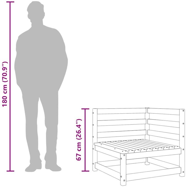 Trädgårdssoffa hörn 2 st 70x70x67 cm massivt douglas vidaXL – bild 10