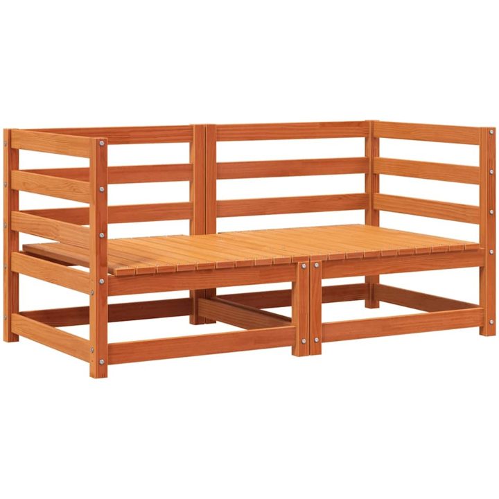 Trädgårdssoffa hörn 2 st vaxbrun 70x70x67 cm massiv furu vidaXL – bild 2