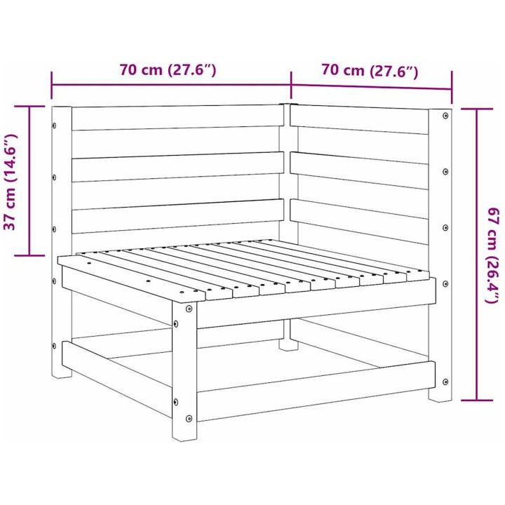 Trädgårdssoffa hörn 70x70x67 cm massivt douglasträ vidaXL – bild 8