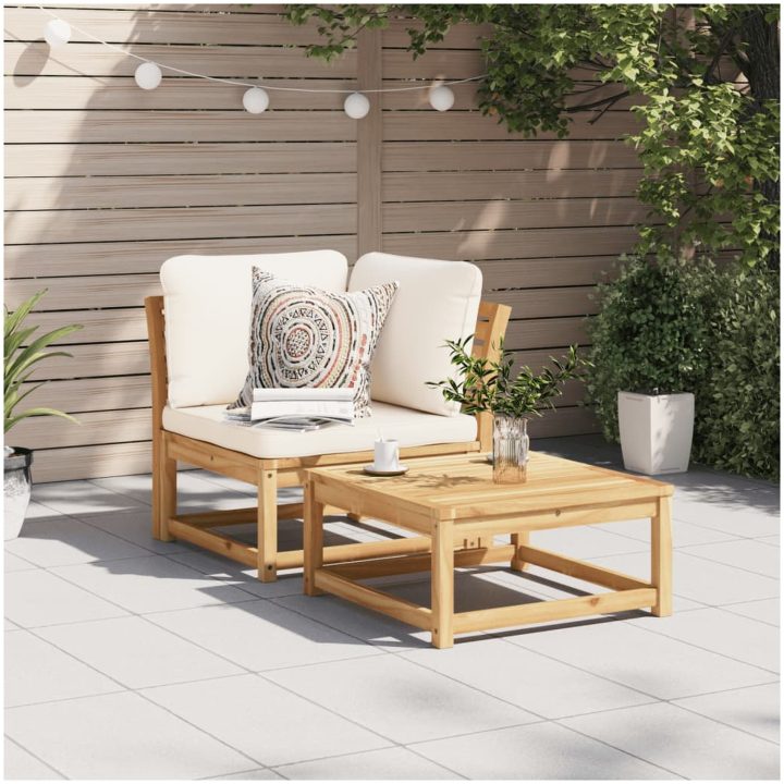 Trädgårdssoffa hörn med dynor 73x73x65 cm massivt akaciaträ vidaXL – bild 3
