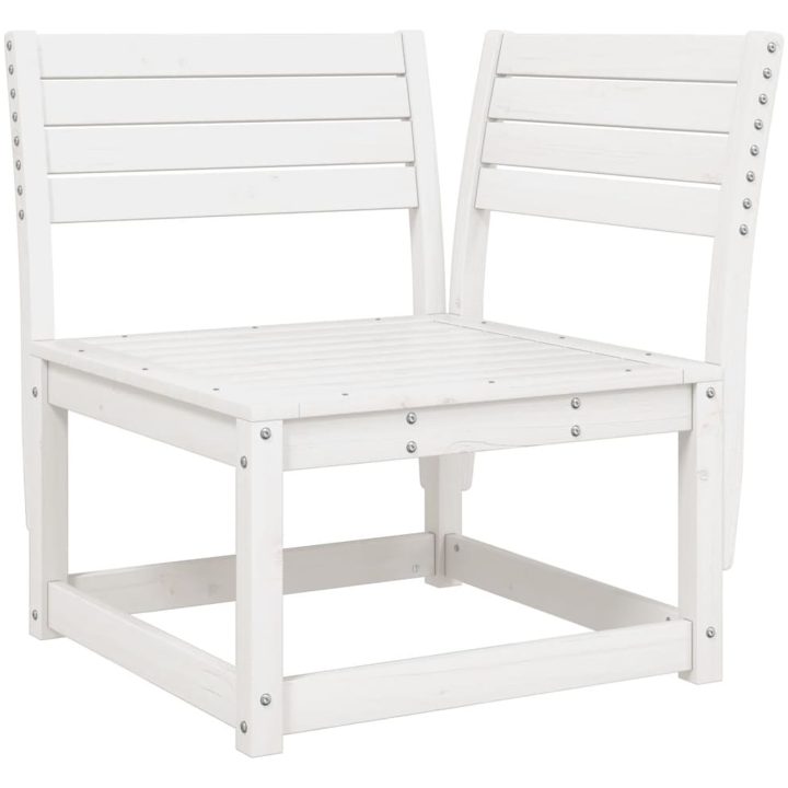 Trädgårdssoffa hörn vit 73x73x78 cm massiv furu vidaXL Utan dynor – bild 2