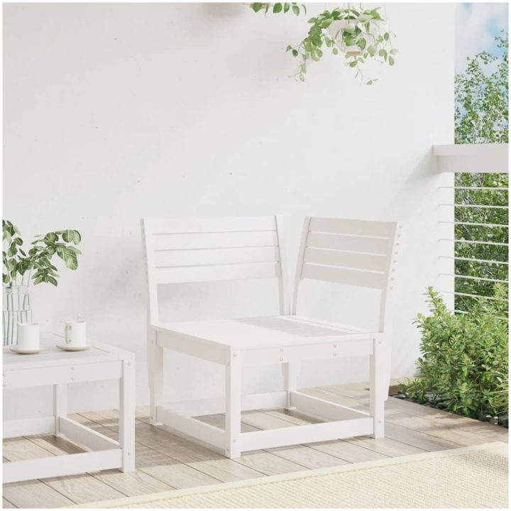 Trädgårdssoffa hörn vit 73x73x78 cm massiv furu vidaXL Utan dynor – bild 3