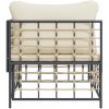 Trädgårdssoffa hörnsektion med beige dyna konstrotting vidaXL – miniatyr 5
