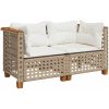 Trädgårdssoffa hörnsektion med dynor 2 st beige konstrotting vidaXL – miniatyr 2