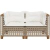 Trädgårdssoffa hörnsektion med dynor 2 st beige konstrotting vidaXL – miniatyr 4