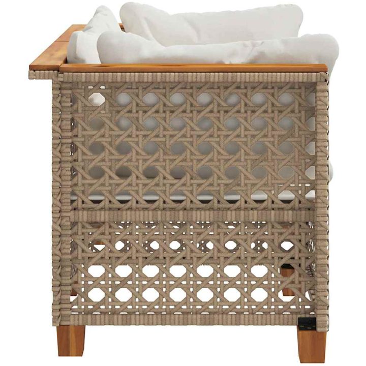 Trädgårdssoffa hörnsektion med dynor 2 st beige konstrotting vidaXL – bild 5