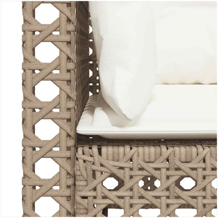 Trädgårdssoffa hörnsektion med dynor 2 st beige konstrotting vidaXL – bild 7