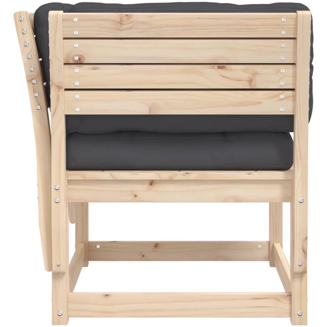 Trädgårdssoffa med armstöd och dynor massiv furu vidaXL Med dynor – bild 6