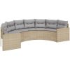 Trädgårdssoffa med bord och dynor halvrund beige konstrotting vidaXL – miniatyr 4