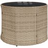 Trädgårdssoffa med bord och dynor halvrund beige konstrotting vidaXL – miniatyr 5