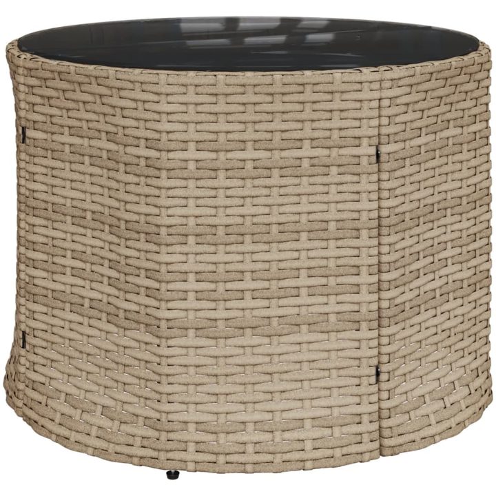 Trädgårdssoffa med bord och dynor halvrund beige konstrotting vidaXL – bild 5