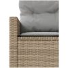 Trädgårdssoffa med bord och dynor halvrund beige konstrotting vidaXL – miniatyr 7