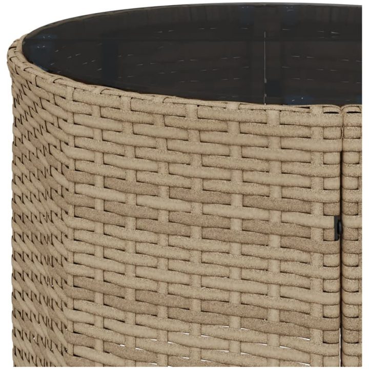Trädgårdssoffa med bord och dynor halvrund beige konstrotting vidaXL – bild 8
