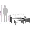 Trädgårdssoffa med bord och dynor L-formad svart konstrotting vidaXL – miniatyr 11