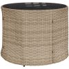 Trädgårdssoffa med bord och dynor rund beige konstrotting vidaXL – miniatyr 8