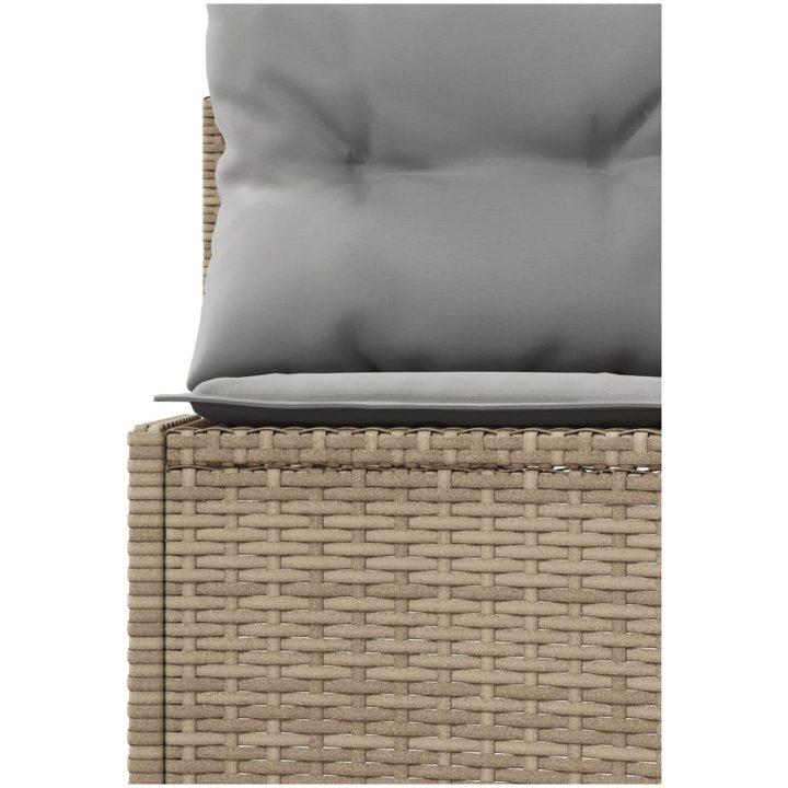 Trädgårdssoffa med bord och dynor rund beige konstrotting vidaXL – bild 10