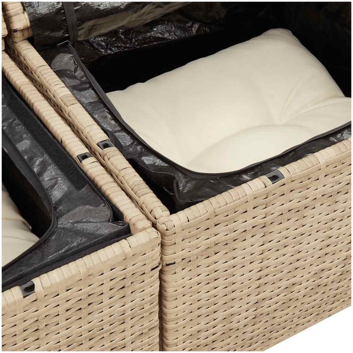 Trädgårdssoffa med dynor 11 delar beige konstrotting akaciaträ vidaXL – bild 12