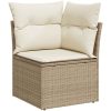 Trädgårdssoffa med dynor 11 delar beige konstrotting akaciaträ vidaXL – miniatyr 4
