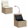Trädgårdssoffa med dynor 11 delar beige konstrotting akaciaträ vidaXL – miniatyr 7