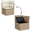 Trädgårdssoffa med dynor 11 delar beige konstrotting akaciaträ vidaXL – miniatyr 8