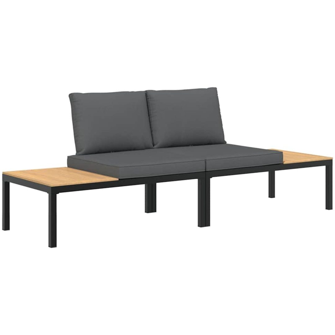 Trädgårdssoffa med dynor 2 delar svart aluminium vidaXL – bild 2