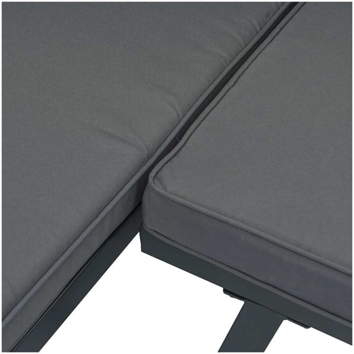 Trädgårdssoffa med dynor 2 delar svart aluminium vidaXL – bild 4